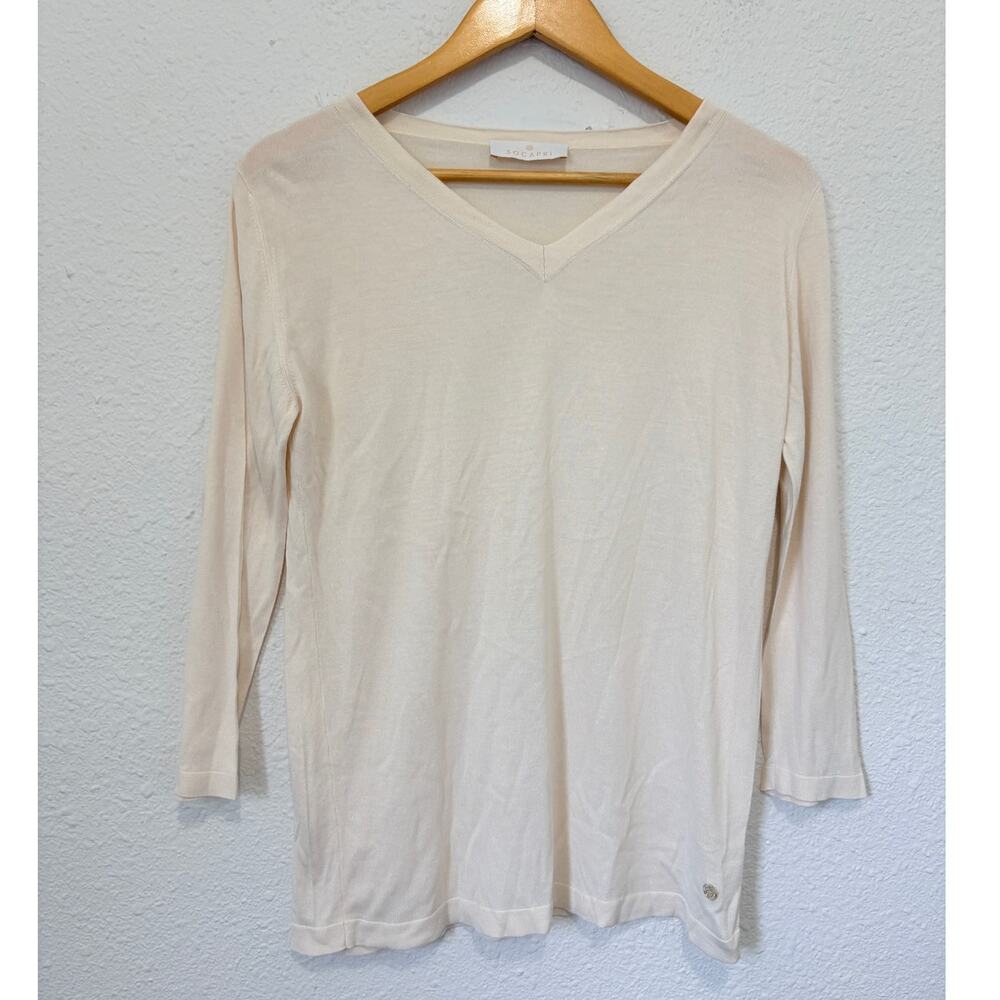 Socapri Cream Silk Blouse Sweater Minimalist Made in Italy Capsule Luxury